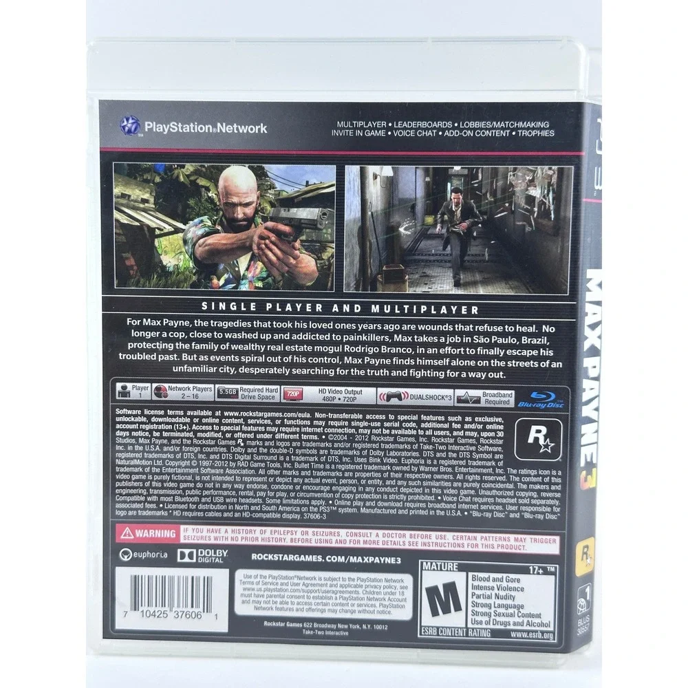 Max Payne 3 PS3 Playstation 3 Rockstar Games Action‎ Shooter Game Complete